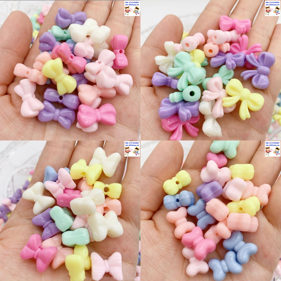 ลูกปัดโบว์ สีพาสเทล คละสี 10g/ห่อ ลูกปัด DIY อุปกรณ์ร้อยลูกปัด อุปกรณ์ร้อยสร้อยข้อมือ