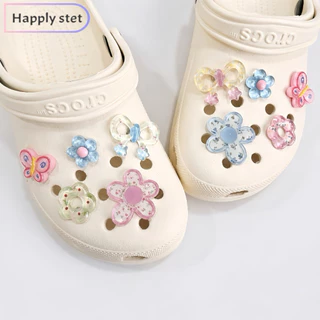Happystep 10ชิ้น/เซ็ต G17ผีเสื้อดอกไม้*เฉพาะตัวติด(พร้อมส่ง) จิ๊บบิท ตัวติดรองเท้า ชุดตกแต่งรองเท้า ลายการ์ตูนน่ารักๆ