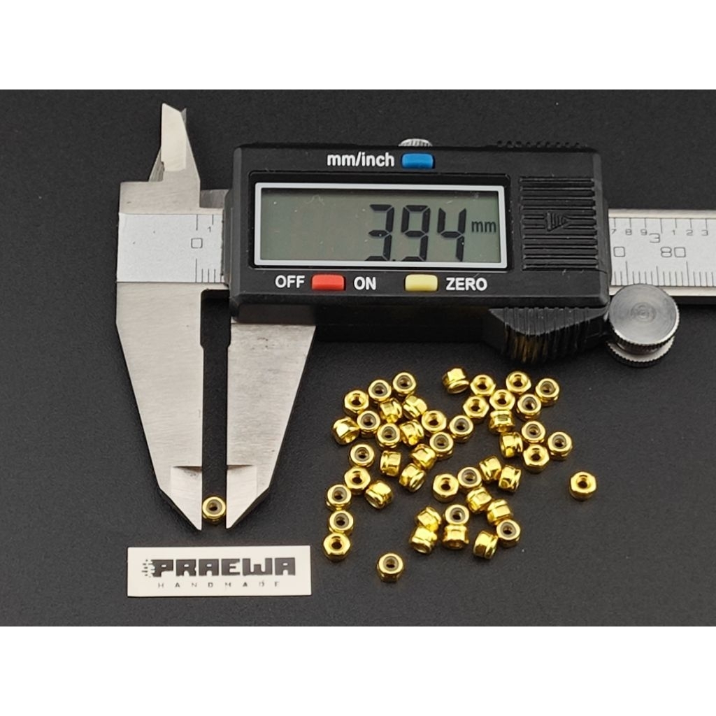 [6ชิ้น] Locknut M2 สแตนเลส 304 ทอง แข็งแรง ทนทาน ใช้กับประแจ 4.0 mm - Mini4WD Gold Plated M2 Locknut Stainless Steel