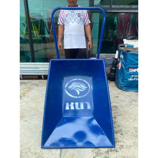 รถเข็นปูนดั้มล้อคู่ รถเข็นปูนทราย ล้อคู่ เหล็กหนา สีฟ้า ล้อพีวีซี 12นิ้ว