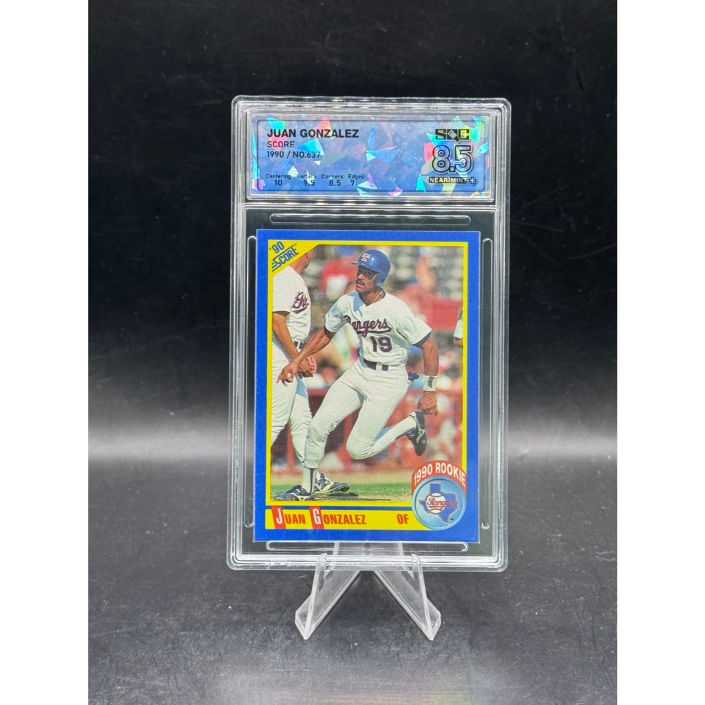 1990 Score - Juan Gonzalez - Rookie Card (RC) - #637 - SQC 8.5 Near Mint+