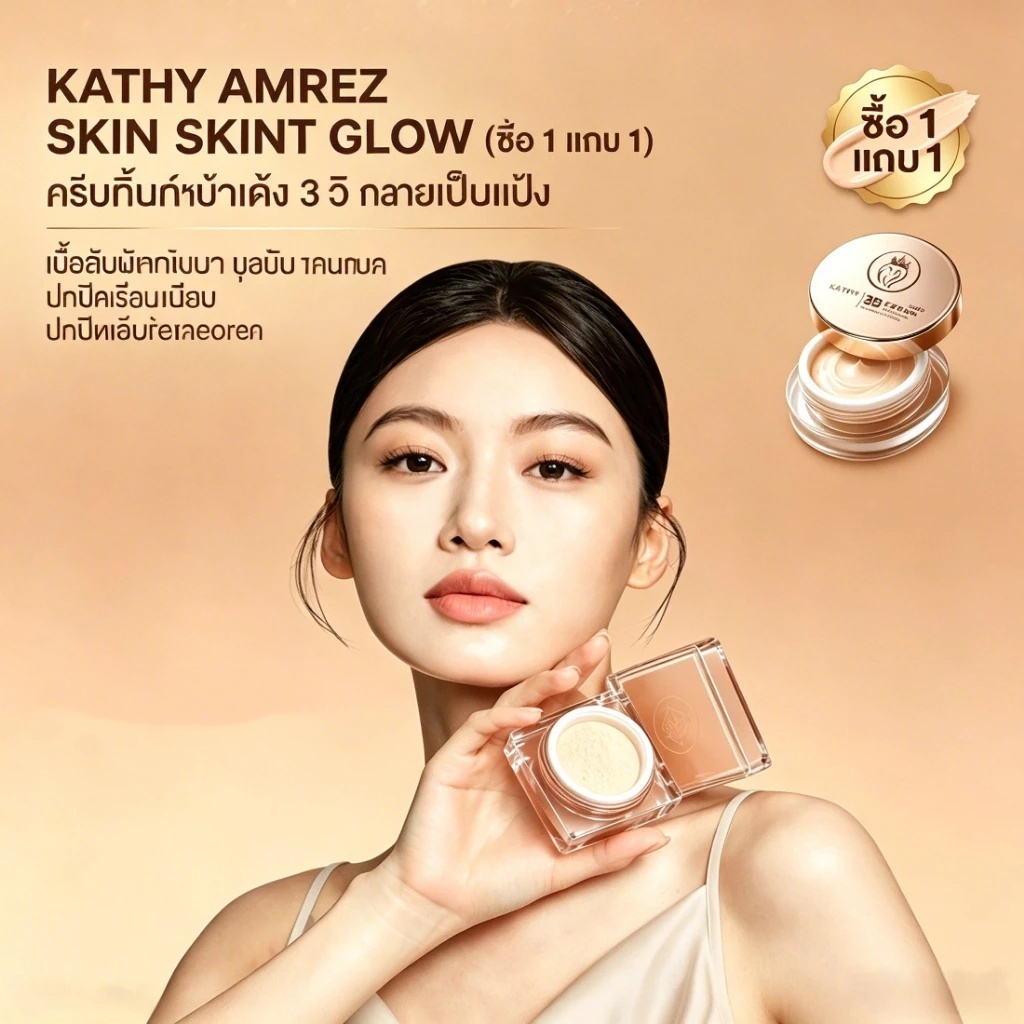 KATHY AMREZ 3B Cream Gold 20g(แป้งเล็กขนาด 5 กรัม จำนวน 4 ตลับ) แป้งทิ้น เกลี่ยง่าย คุมมัน ปกปิดปานกลาง มอบผิวเนียนสวย