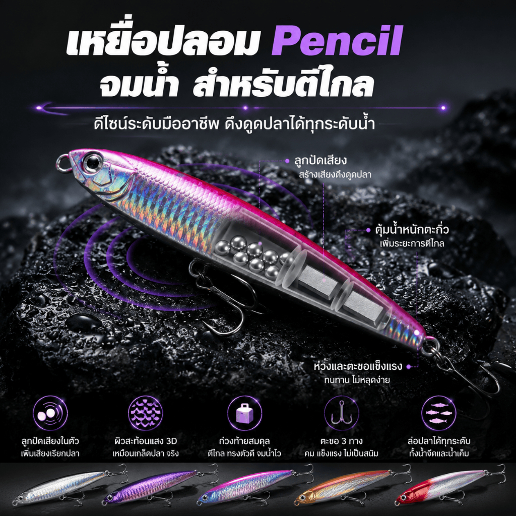 เหยื่อตกปลา เหยื่อปลอม Lure ดวงตา 3D เหยื่อจมน้ำ น้ำหนัก 10/14/18/24 กรัม มีหลายสีให้เลือก