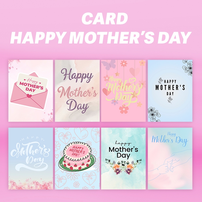 การ์ดวันแม่ สุขสันต์วันแม่ Happy Mother’s Day (แพ็ค10ใบ / 1ชุด)