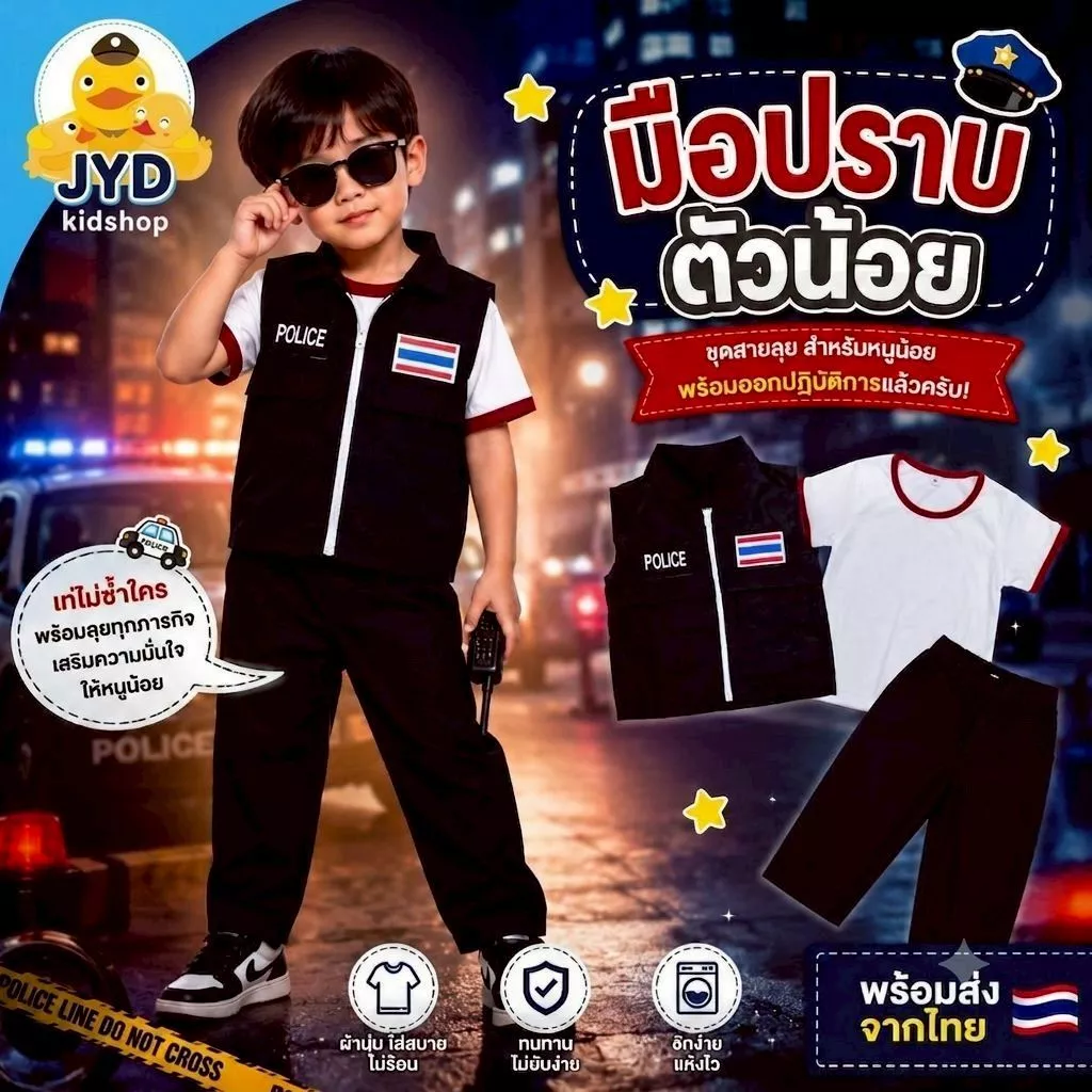 (jyd) ชุดอาชีพเด็ก ชุดกองปราบเด็กชาย ชุดหน่วยสวาทเด็ก Police Boy