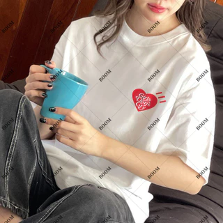 COD เสื้อยืด oversize - ตัวอักษรแฟชั่นที่เรียบง่ายพิมพ์เสื้อยืดแขนสั้นหลวม ผู้หญิง เสื้อสีขาว