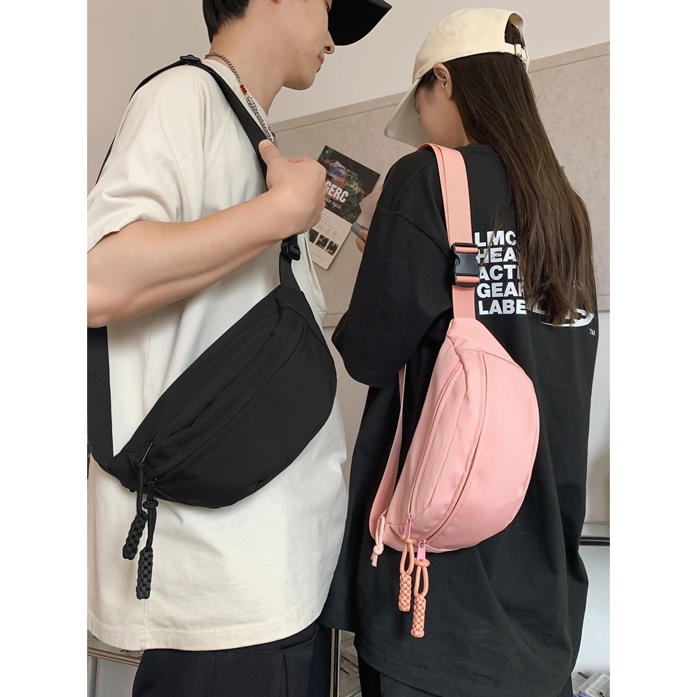 กระเป๋าสะพายข้าง กระเป๋าคาดเอว สไตล์เกาหลี ดีไซน์เรียบหรู วัสดุอ๊อกซ์ฟอร์ด กันนำ้2ช่องซิปขนาดใหญ่ พร้อมจัดส่งจากกรุงเทพฯ