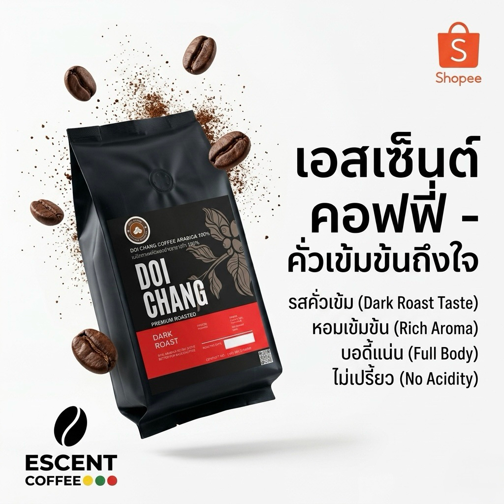 เมล็ดกาแฟคั่ว อราบิก้า จากดอยช้าง 1 กิโลกรัม หอมเข้มคั่วสดใหม่
