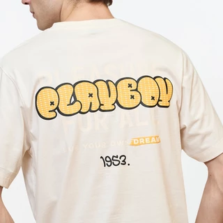 PLAYBOY 06PB เสื้อยืด เสื้อผ้าผู้ชาย/เสื้อ/เสื้อยืดสีครีม รุ่น P1MT265TB066CR