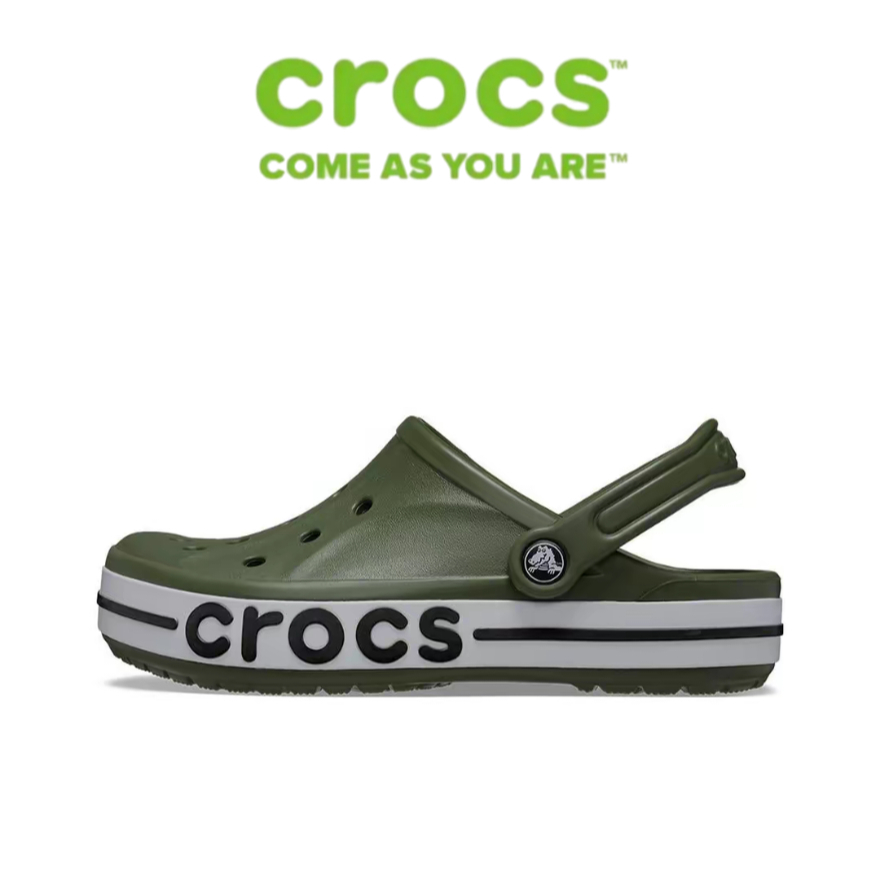【FREE SHIP】 Crocs Bayaband EVA Antislip ระบายอากาศความหนารองเท้าแตะกลางแจ้ง Unisex สีเขียว 205089-309