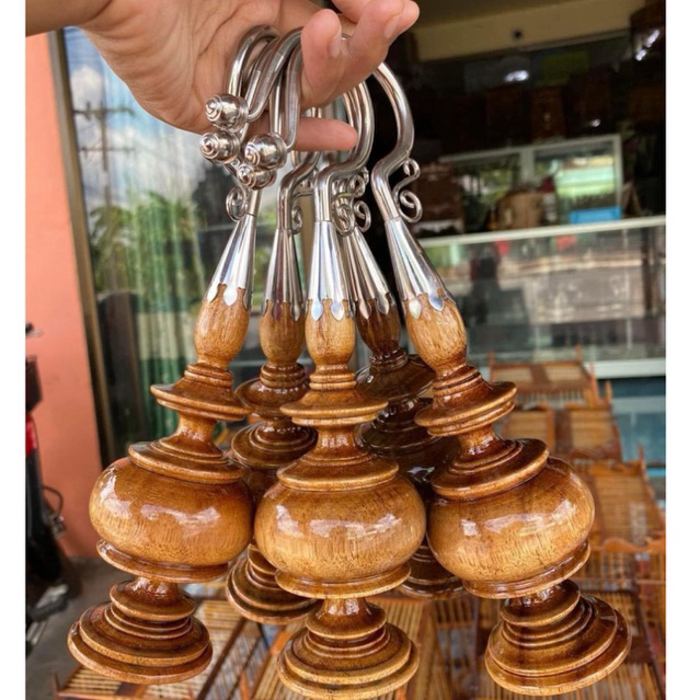 หัวกรงนกไม้กะฐินกลึงกลมตะขอเลส ใส่13-17ซี่