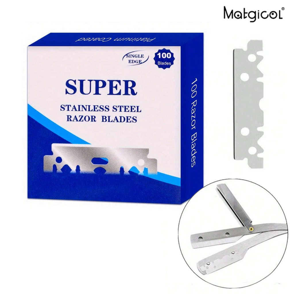 Tonboon - Matgicol Single Edge Razor Blades x 100 for Shaving Hair, Beard, Mustache, German Blades -
