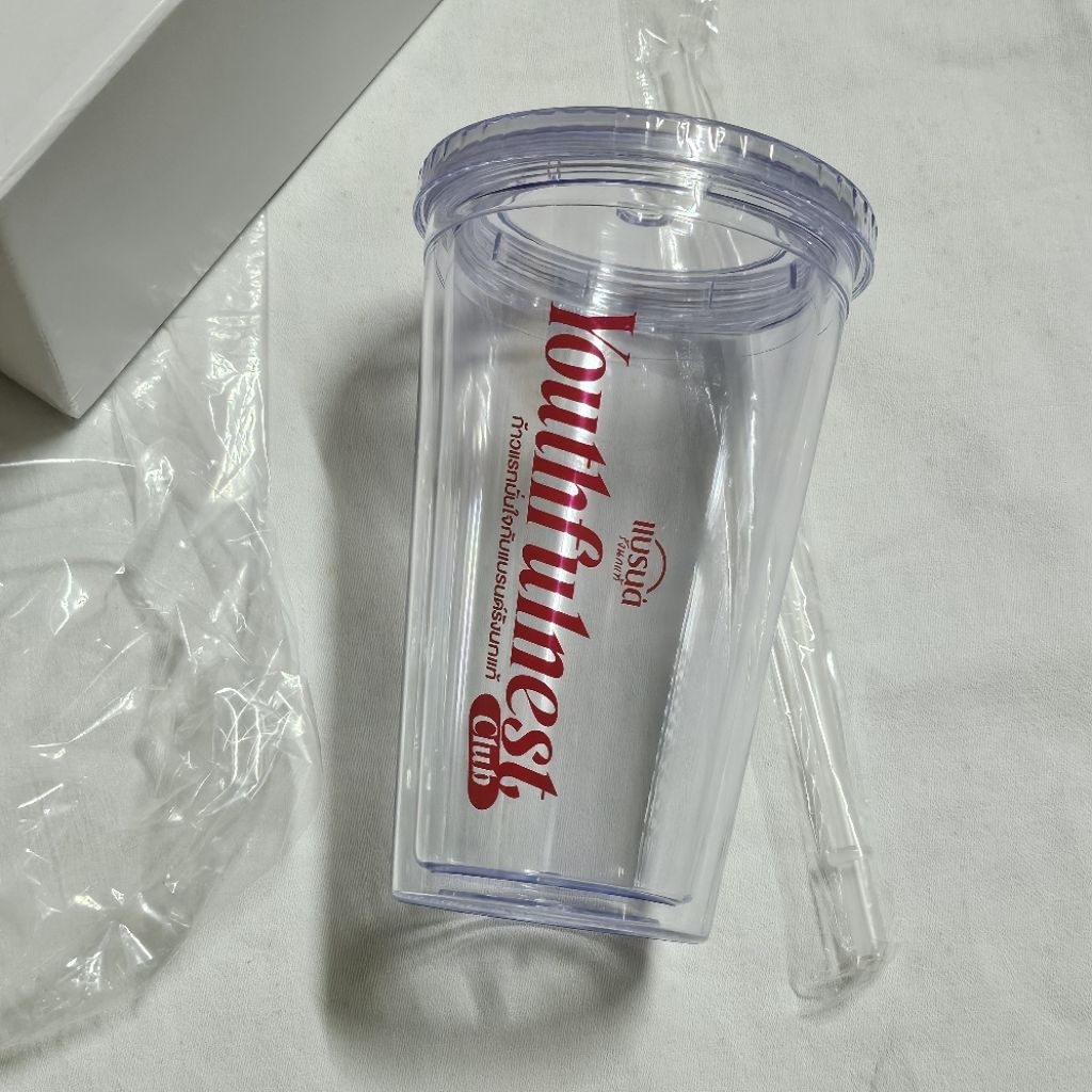 Brand แบรนด์ รังนกแท้ Youthfulnest club Double glass แก้วใส สองชั้น พร้อมหลอด