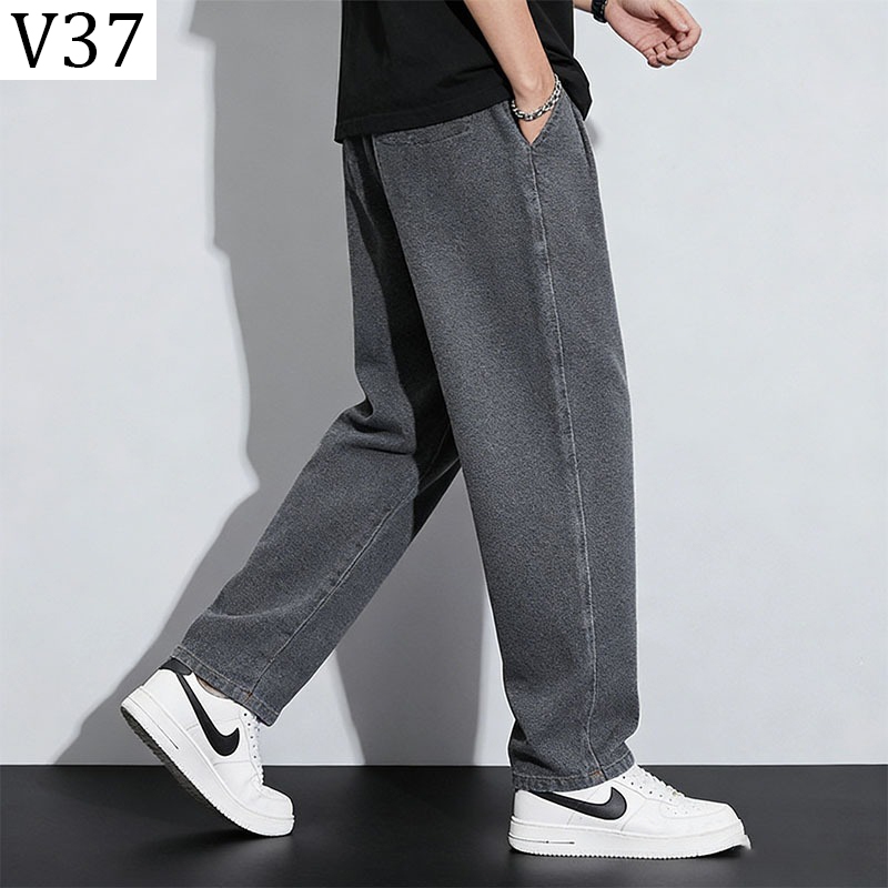 V37 กางเกงขายาวสไตล์สตรีทสำหรับผู้ชาย ทรงหลวม สบาย ไม่รัดรูป สามารถใส่คู่กับเสื้อได้ทุกแบบ