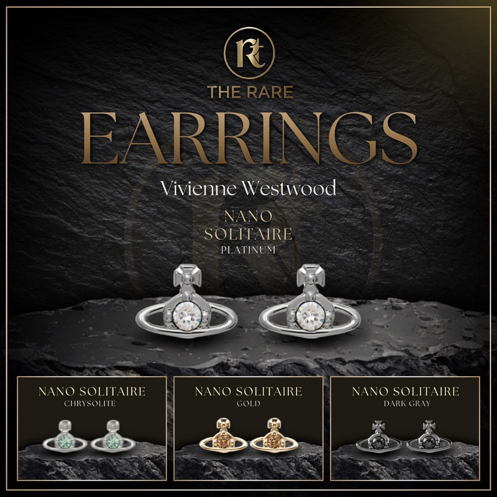 เครื่องประดับ💎Vivienne Westwood💎 Nano Solitaire Earrings แท้💯 อุปกรณ์ครบเซ็ท