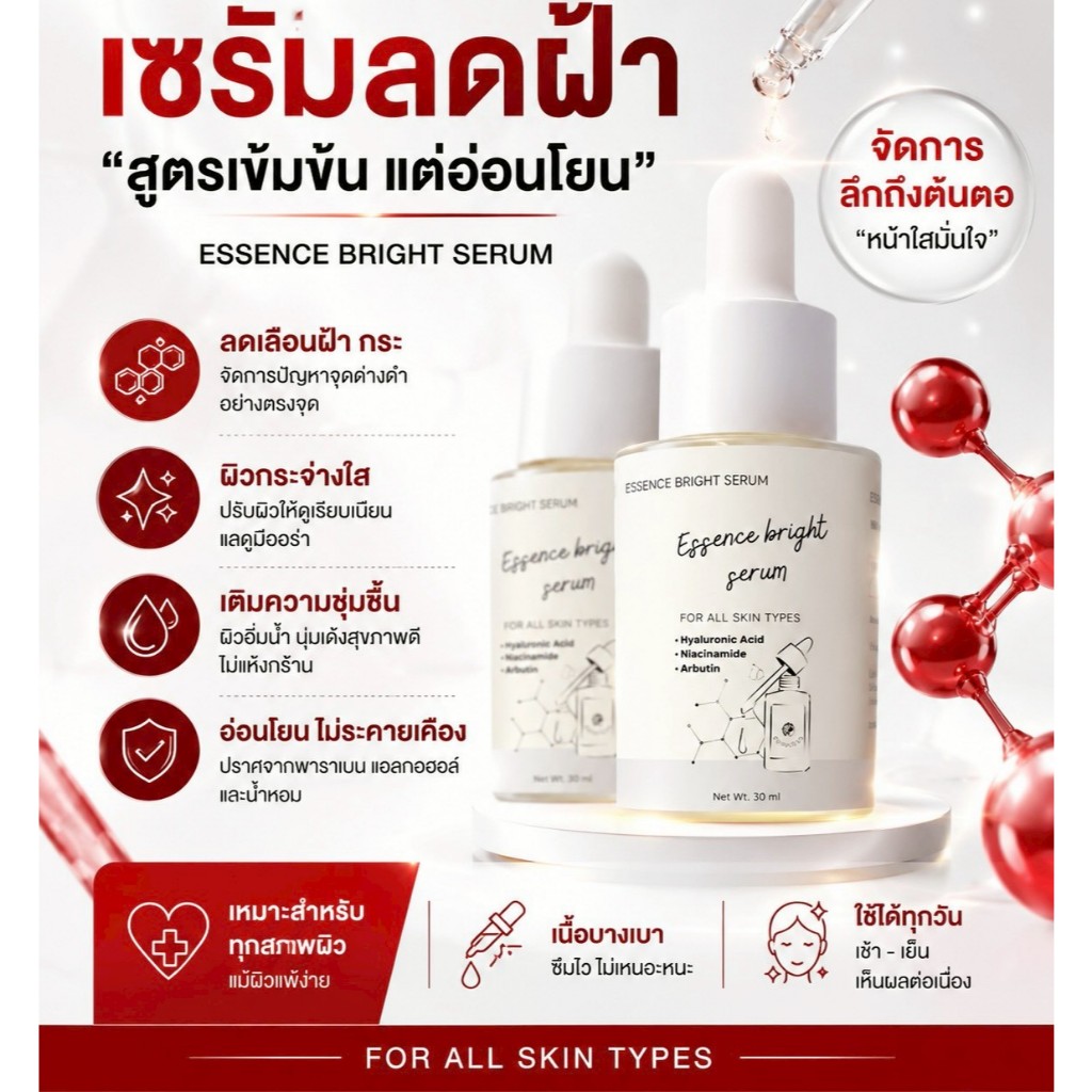 ES💧เซรั่มหน้ากระจก ช่วยหน้ากระจ่างใส ขจัดฝ้า จุดด่างดำ Niacinamide+hyaluronic acid