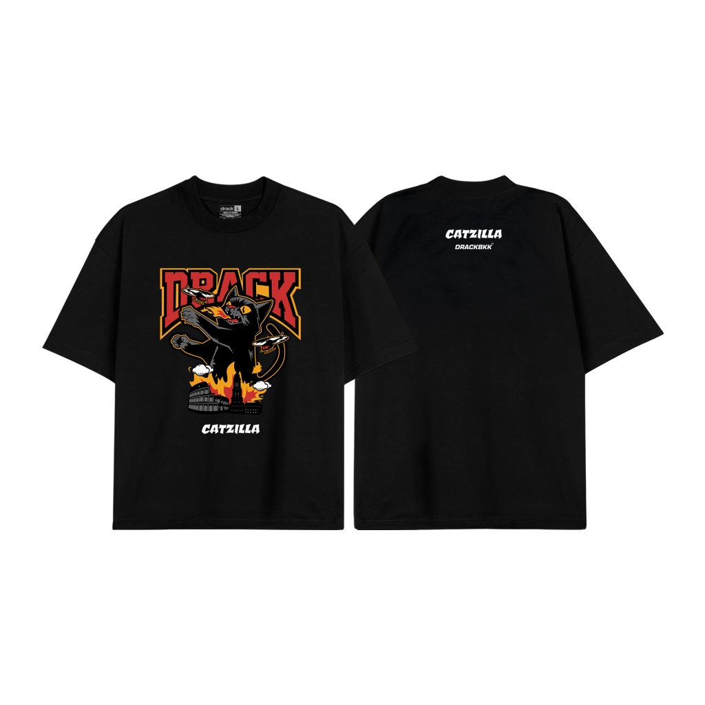 DRACK - HULA HULA เสื้อยืดคอกลมสีดำ