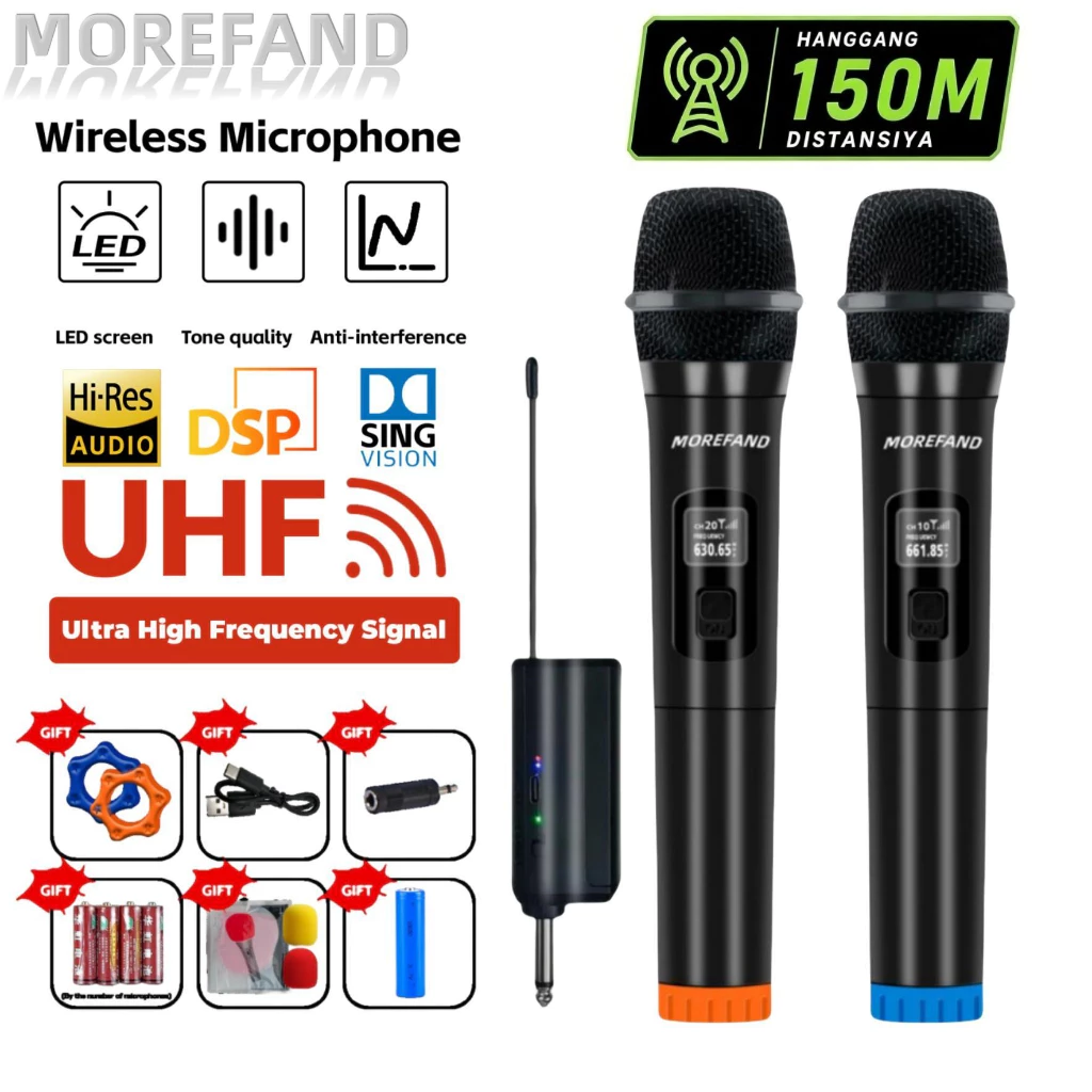 ไมค์ ไมค์โครโฟน ไมค์ลอย คู่ ไมโครโฟน ไมค์ไร้สาย ไมโครโฟนไร้สาย Wireless Microphone ไมค์บลูทูธไร้สาย คาราโ
