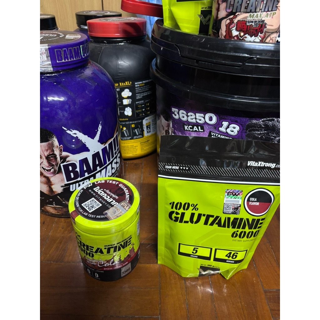 VITAXTRONG CREATINE (330g) + GLUTAMINE 6000(300g) รสโคล่าทั้งหมด  ของแท้ชื้อจากMALL FITWHEY ของใหม่ย