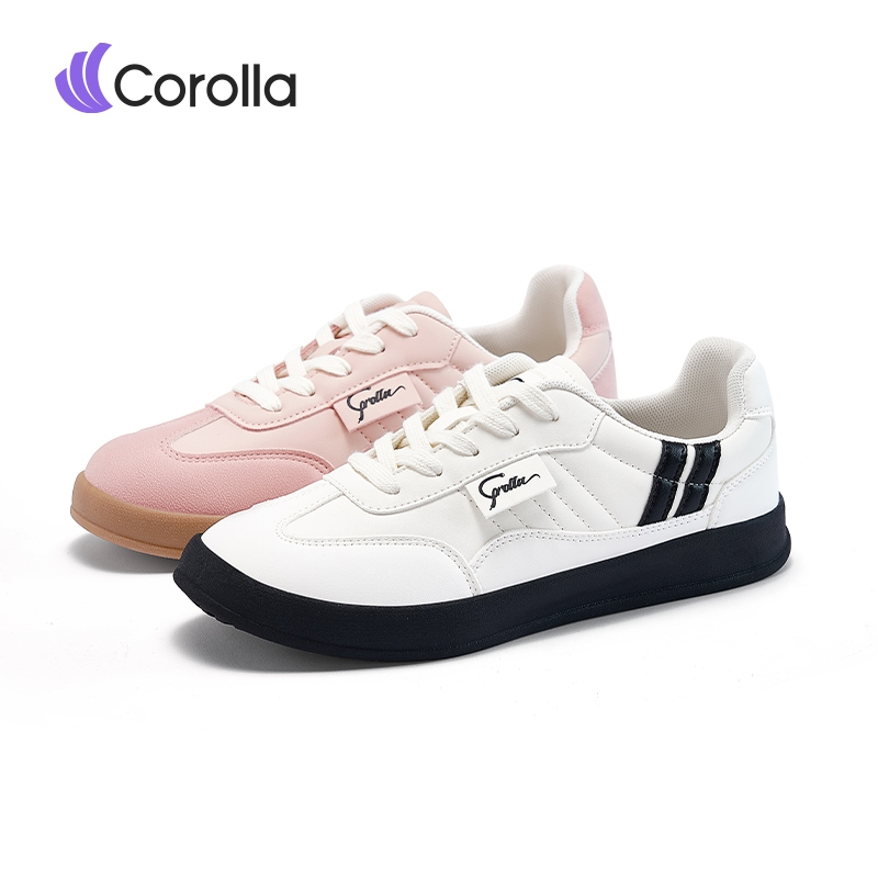 Corolla รองเท้าผ้าใบผู้หญิง หนังพียู ดีไซน์มินิมอล สำหรับเล่นกีฬา วิ่ง และใส่ลำลอง