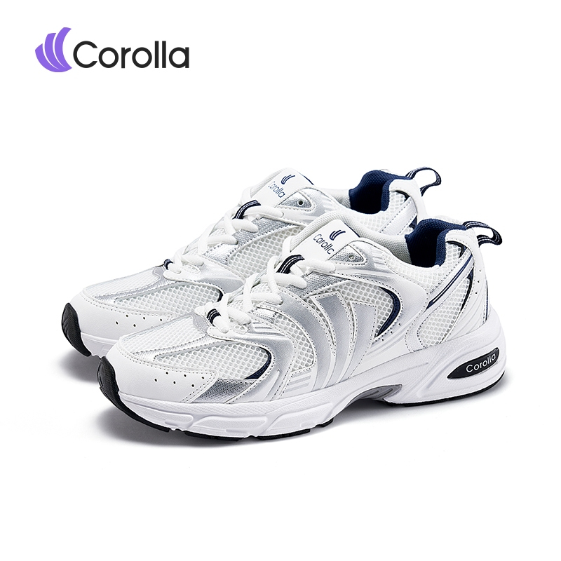 Corolla 1990s รองเท้าผ้าใบหนังพียูสำหรับผู้หญิง ทรงรองเท้าเสริมส้น ระบายอากาศได้ดี แนะนำเผื่อ 1 ไซส์