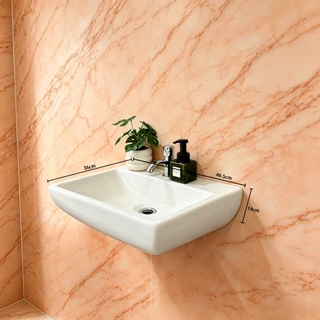 Wall-mounted ceramic basin อ่างล้างหน้าเซรามิกทรงสี่เหลี่ยมแบบแขวน 41*38*18 ฟรีท่อระบายน้ำ