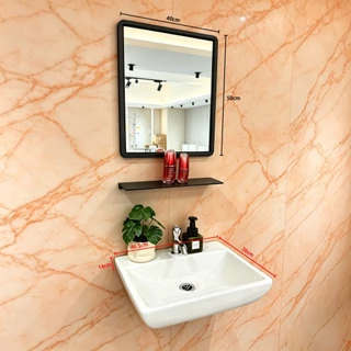 Wall-mounted ceramic basin อ่างล้างหน้าเซรามิกทรงสี่เหลี่ยมแบบแขวน 41*38*18 ฟรีท่อระบายน้ำ