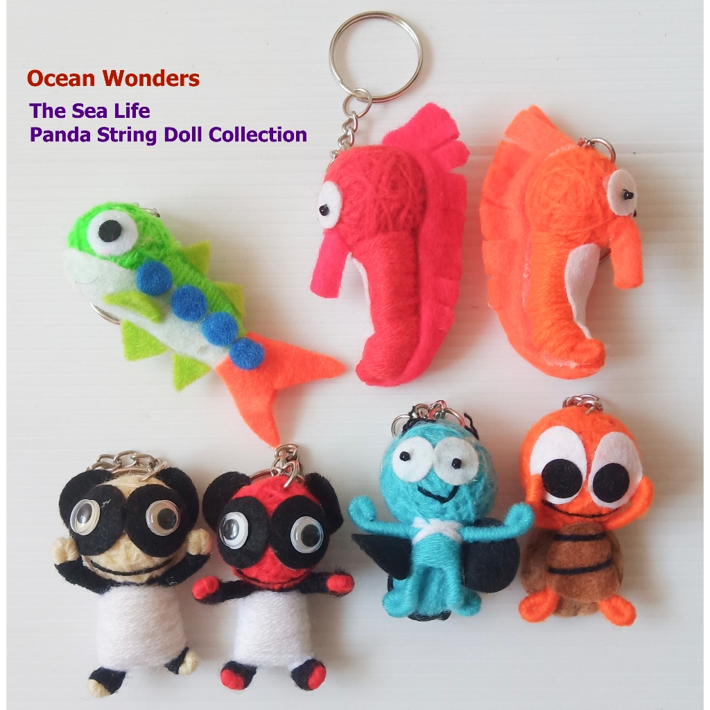 พวงกุญแจ ตุ๊กตาวูดู Handmade Voodoo String Doll Keychain - Panda Seahorse & Sea Life #10