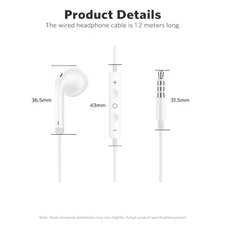 MEEGOO หูฟังแบบมีสาย ชนิดใส่ในหู3.5mm มีไมค์ควบคุมสาย เส้นนี้ยาว1.2เมตร ดีไซน์แบบใส่ในหู เสียงเบสหนัก กันเสียงรบกวน