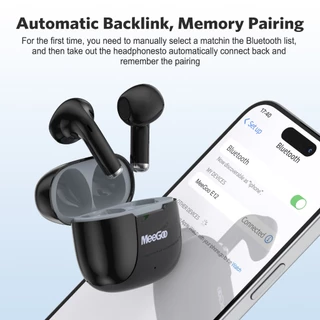 MEEGOO หูฟังไร้สาย TWS Bluetooth 6.0 สัมผัสควบคุม ตัดเสียงรบกวนคุยโทรศัพท์ ใช้หูเดี่ยว/คู่ได้ แบตกล่องชาร์จได้3-4รอบ