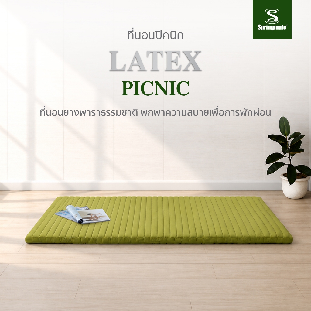 Springmate ที่นอนปิกนิก ยางพาราแท้ 100% นอนแล้วไม่ปวดหลัง ขนาด 3 ฟุต - ส่งฟรี