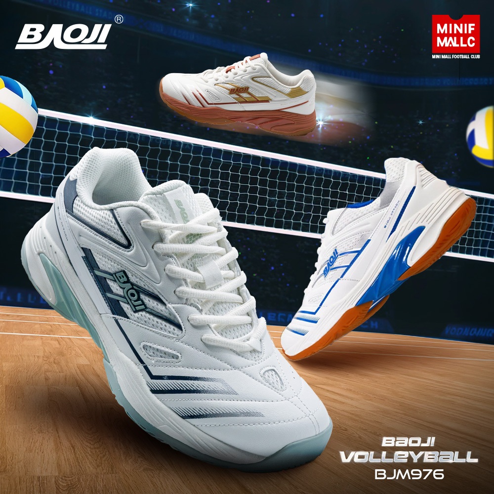 รองเท้าวอลเลย์บอล BAOJI รุ่น BJM976 รองเท้าวอลเลย์บอลผู้ชาย พื้นยางกันลื่น ยึดเกาะดี น้ำหนักเบา สำหรับแข่งขันและฝึกซ้อม
