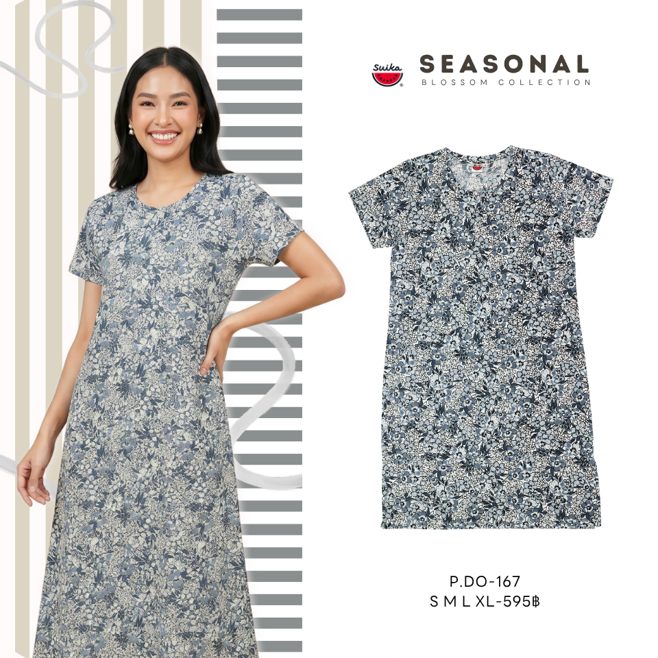 เสื้อแตงโม (SUIKA) - เสื้อแตงโม เดรสผ้ายืดคอกลม พิมพ์ลาย ( P.DO-022 196 322 144 167 ) — صورة 4