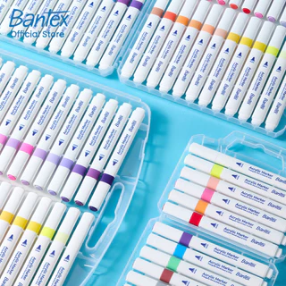 Bantex ปากกาอะคริลิก เมจิกไฮไลท์ แห้งเร็ว กันน้ำ เขียนได้หลายพื้นผิว พร้อมกล่องจัดเก็บ Marker pen
