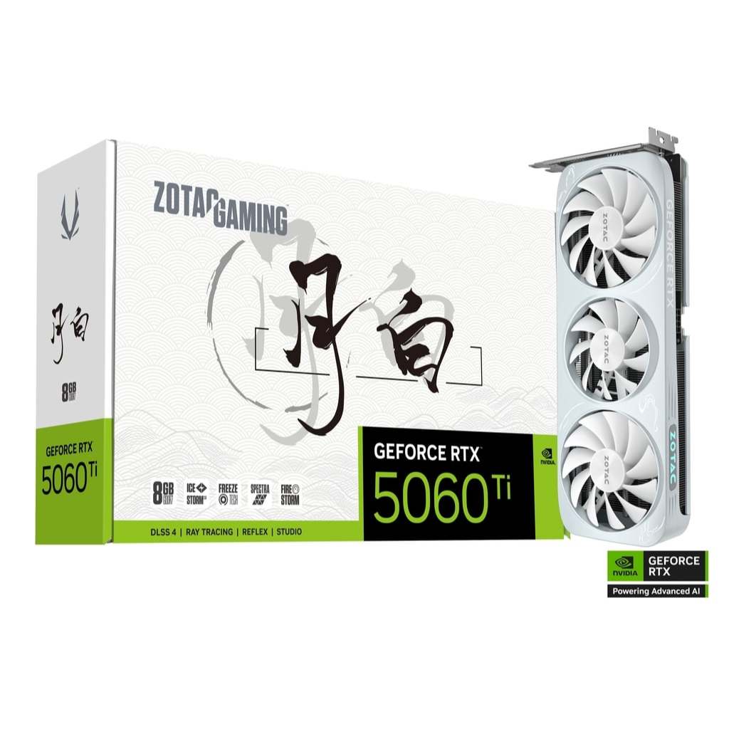 ZOTAC GAMING GEFORCE RTX 5060 Ti 8GB MOON WHITE OC (การ์ดจอ)