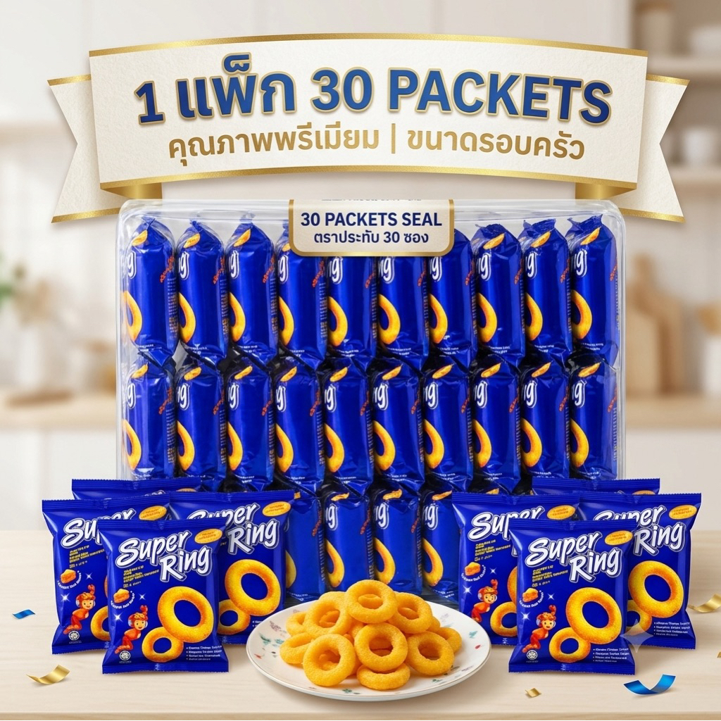 ขนมซุปเปอริงชีส/บอลชีส (ยกแพ็ก) ขนาด 14 กรัม บรรจุ 30 ห่อ