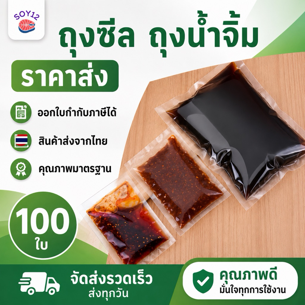ถุงซีล ✅ ถุงน้ำจิ้ม ✅ แพ็ค 100 ใบ  ถุงซีลน้ำจิ้ม ถุงเรียบ