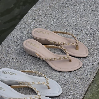 OHODOODEE รองเท้าส้นตึกหูหนีบสายโซ่ รุ่น "Luxury Chain Wedges" N7013