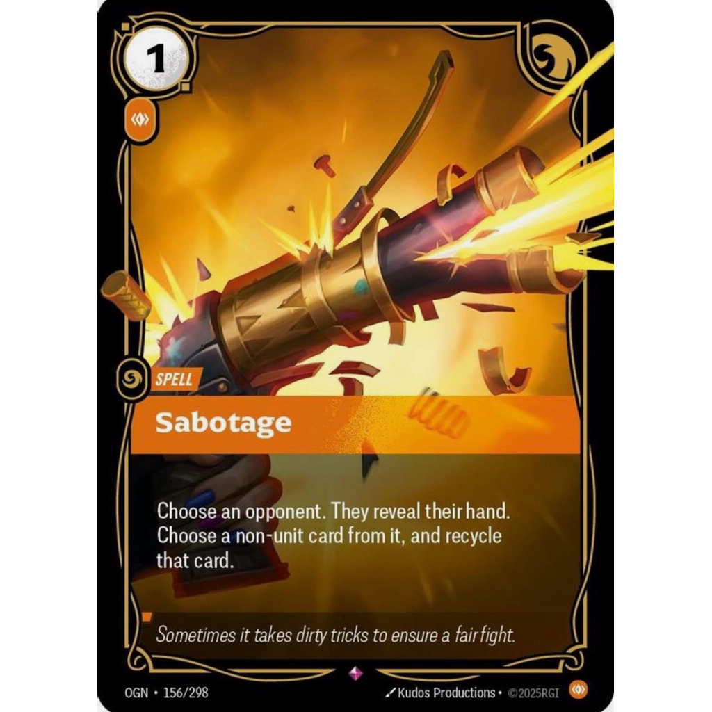 💯 พร้อมส่ง ENG OGN Sabotage Riftbound Official TCG Riot TRADING CARD GAME
