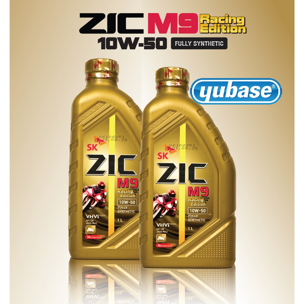 [ของแท้100%] ZIC M9 RE 10W-50 น้ำมันเครื่องมอเตอร์ไซค์สังเคราะห์แท้  แถมฟรี! คลีนเซอร์ / น้ำมันเบรก 