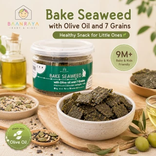 🏆ขายดี🔥 สาหร่ายเด็ก Seaweed Snack 9M+ ไม่ปรุงรส อบน้ำมันมะกอก ธัญพืช 7 ชนิด Finger Food BLW เสริมไอโอดีน Baan Raya