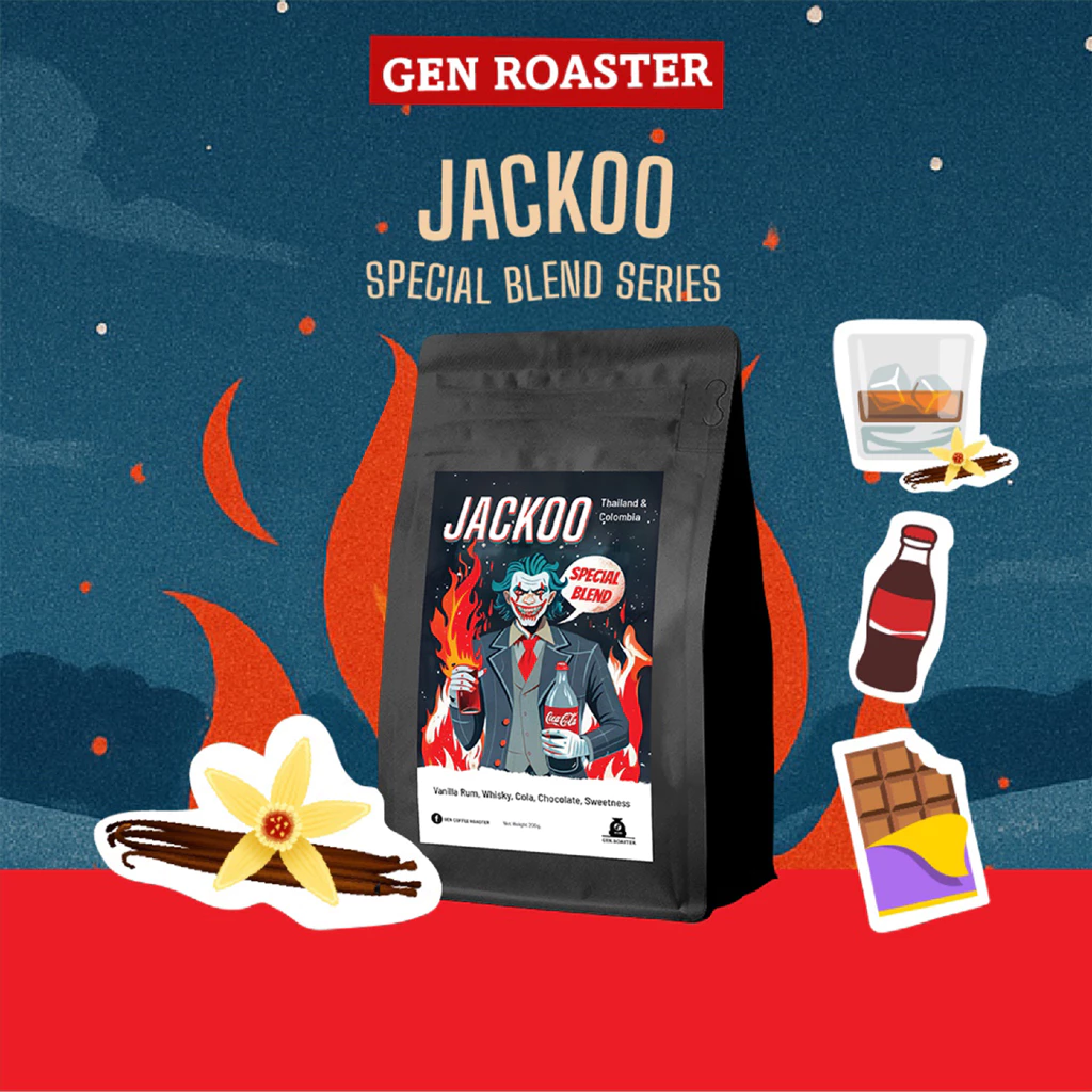 New Blend‼️เมล็ดกาแฟ Jackoo Light Roast Vanilla Rum Cola 200 g.