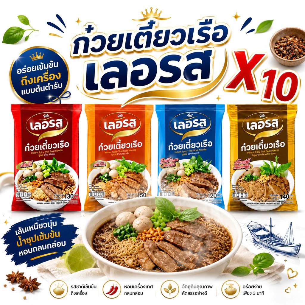 <เซต 10> ก๋วยเตี๋ยวกึ่งสำเร็จรูป เลอรส จะเส้นไหน สูตรใด ก็อร่อย ที่อยากบอกต่อ