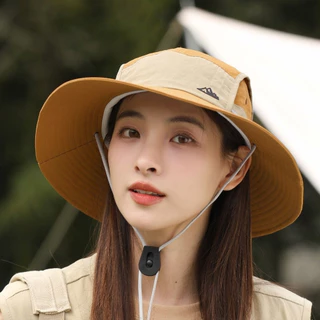 [W0387] หมวกกันแดดปีกกว้างทูโทน สกรีนลายภูเขา เหมาะสำหรับเดินป่า ใส่กันแดด ทำกิจกรรมกลางแจ้ง