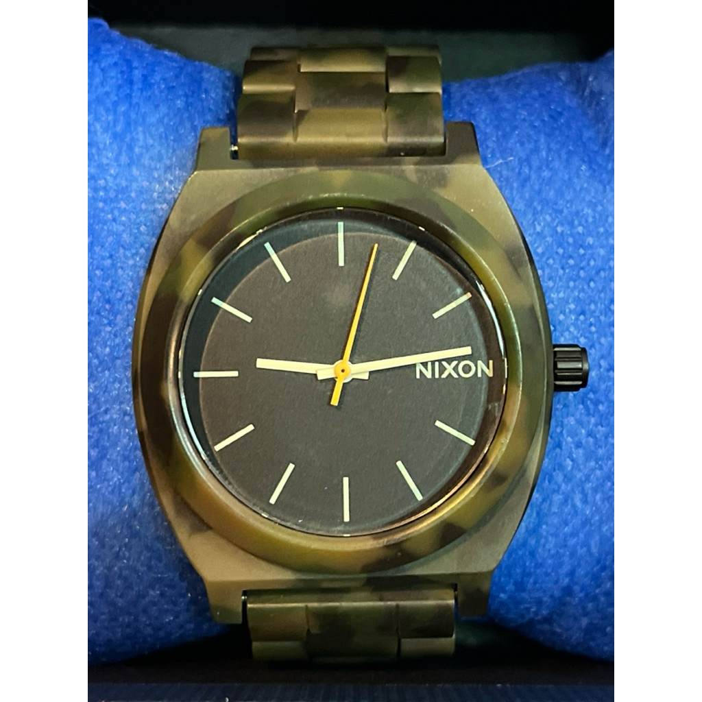 นาฬิกาข้อมือ Nixon Time Teller distinctive matte black and camo green acetate มือสองญี่ปุ่น (สภาพ 95
