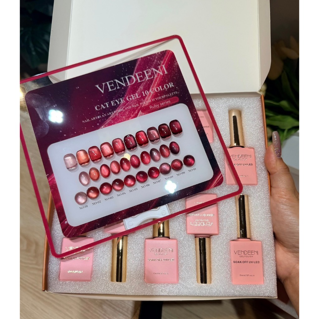 Ruby Series Cat eye Vendeeni 10 สี โทนแดง ชุดยาทาเล็บ