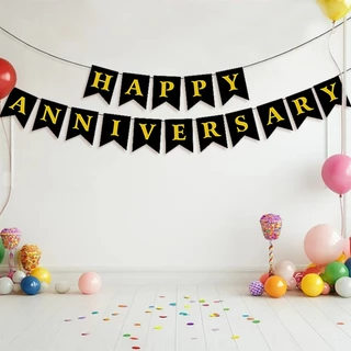 ส่งจากกรุงเทพ ธงราว Happy Anniversary ธงฉลองครบรอบ หลากสี หรูหรา ตกแต่งปาร์ตี้งานแต่ง ครบรอบคู่สมรส