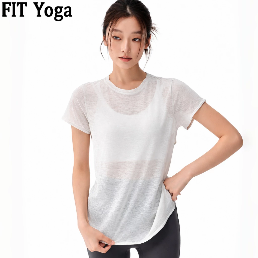 FitYoga เสื้อโทปยกกายแบบย สาว สไตล์โบว์บแค็ก หลวม ผ้าไวอีขา สำหรับการออกกำลังกาย วิ่งและโยคา