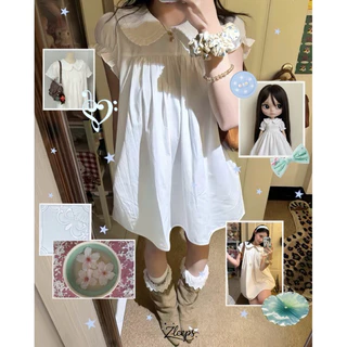 babydoll dress 🩰🪽 มินิเดรสคอบัวแขนตุ๊กตา มีซับในผ้าไม่บาง ลุคคุณหนู ใส่เที่ยวทะเล ใส่ไปคาเฟ่ (รอบส่ง30/08🩵)