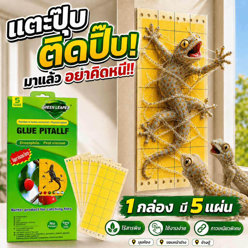❗ดิ้นยังไงก็ไม่หลุด❗แผ่นกาวดักจิ้งจก ยาฆ่าจิ้งจก ไล่จิ้งจก 1 กล่อง มี 5 แผ่น กาวเหนียวพิเศษ